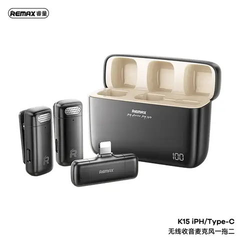 REMAX K15 2-in-1 Lightning Wireless Radio Microphone - Black
