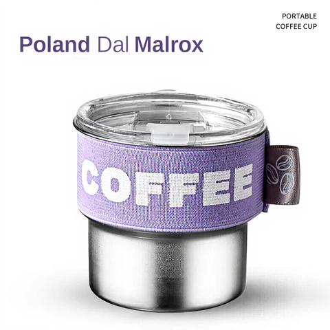 Tasse à café anti-chute et résistante à la chaleur, tasse violette avec couvercle pour le bureau et la maison