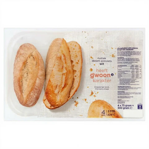 g'woon Rustiek Desem Pistolets Wit 4 x 75 g