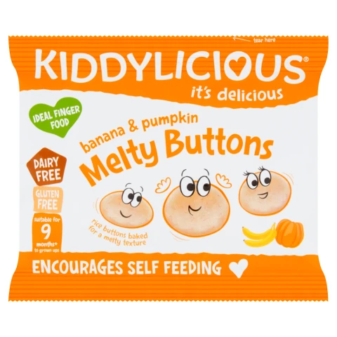 Kiddylicious Banana & Pumpkin Melty Buttons 9+ Months 6g