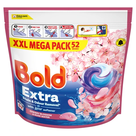 Bold EXTRA PODS Washing Liquid Capsules 52 Washes , Cherry Blossom & Rose Water