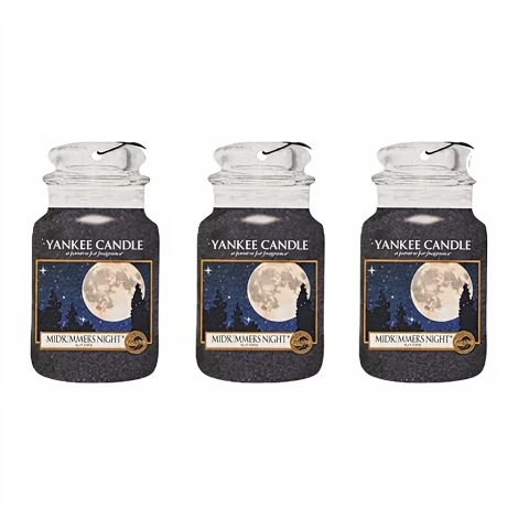Yankee Candle Autoduft Car Jar Ultimate, bis zu 4 Wochen Duft, Midsummer’s Night, 3 Stück