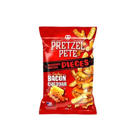 Pretzel Pete Smoky Bacon & Cheddar Seasoned Broken Pieces 160g