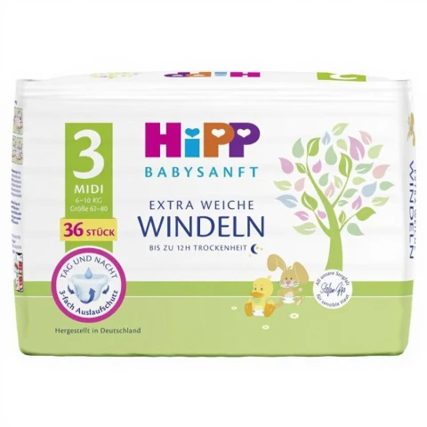 HiPP Extra Weiche Premium Windeln Größe 3 Midi (6-10 kg) 36 Stück