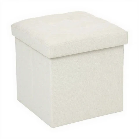 Atmosphera Pouf en velours - Pliable - Beige