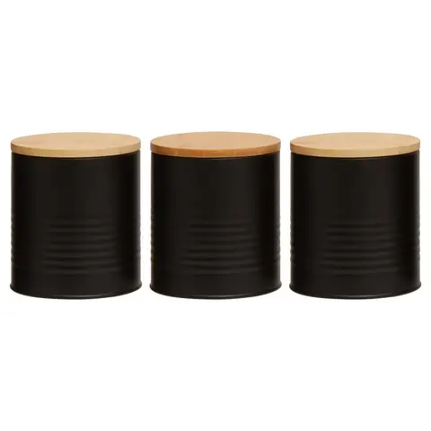 Maison by Premier Set Of Three Alton Black Cannisters