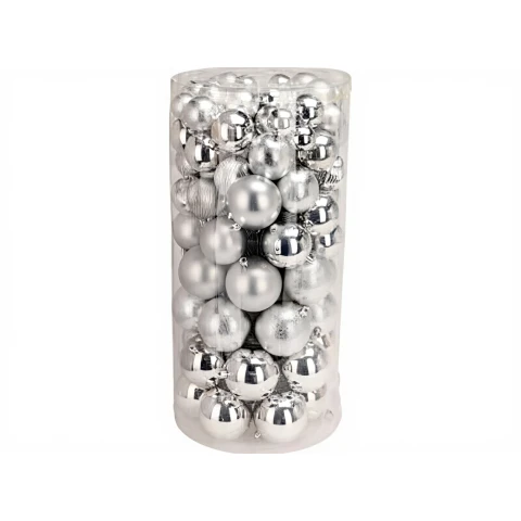 Ensemble de boules de décoration de Noël Boules de décoration pour sapin de Noël Boules colorées - 100 pièces - Argent