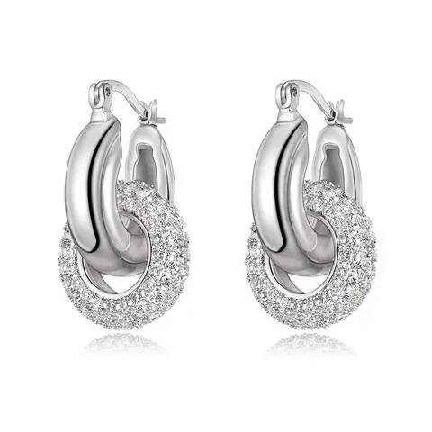 Ever Faith Stud Earrings Matte Silver Plated Love Knot Stud Earrings, Hypoallergenic Earrings