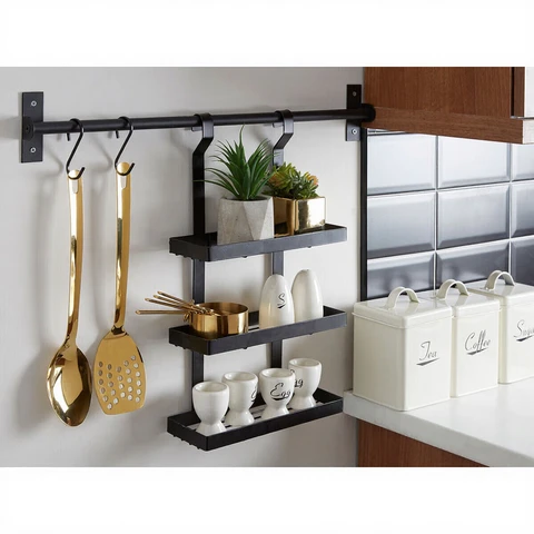 Maison by Premier Matt Black Three Level Hanging Rack