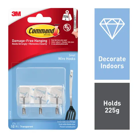3M Command Small Wire Clear Hooks and Strips
