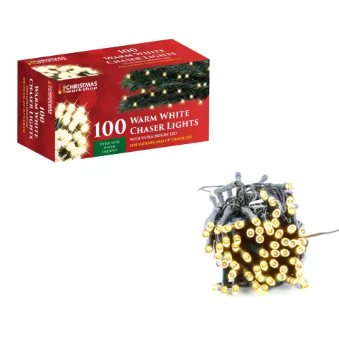 Christmas Workshop 100 LED Warm White Chaser Lights