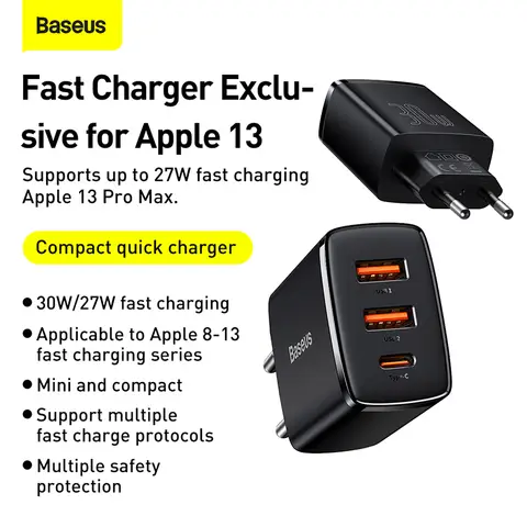 Baseus Compact Quick Charger - Black