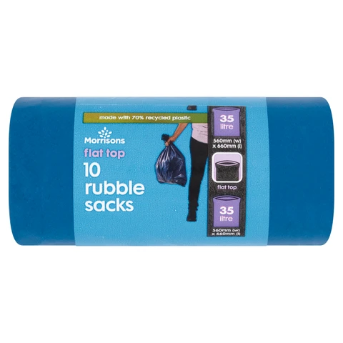 Morrisons 35L Flat Top Rubble Sacks 10 Packs