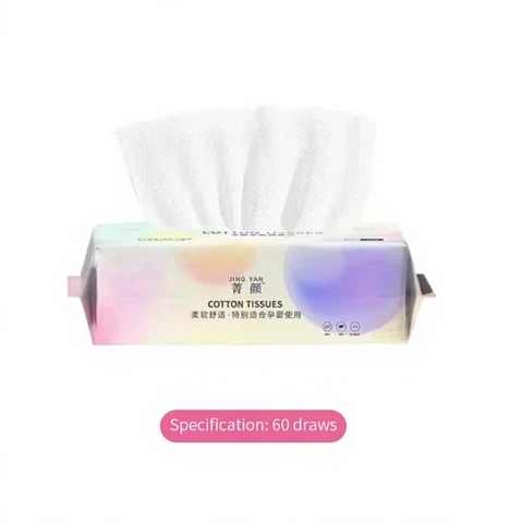 60pcs Disposable Wash face towel gentle thick soft fufy extraction style suitable both dry wet use