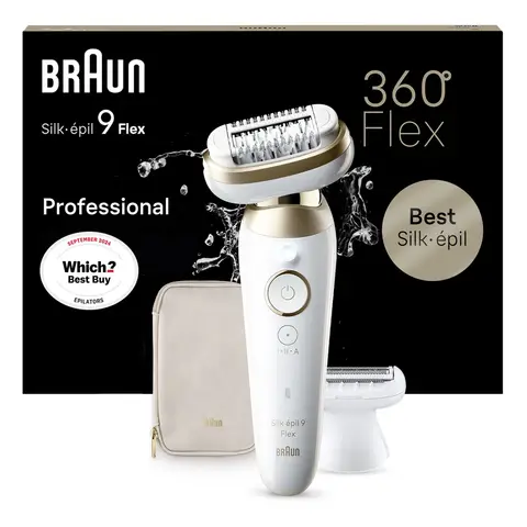 Braun Silk-épil 9 Flex 9-041 3D Epilator - Flex Head for Easy Hair Removal - White/Gold