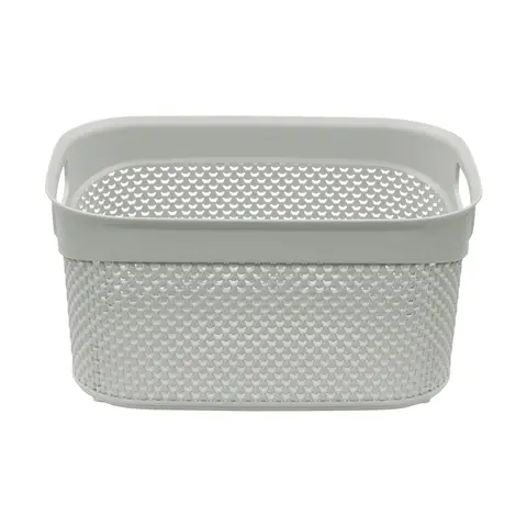 JVL Droplette Design Plastic Storage Basket - Ice Grey