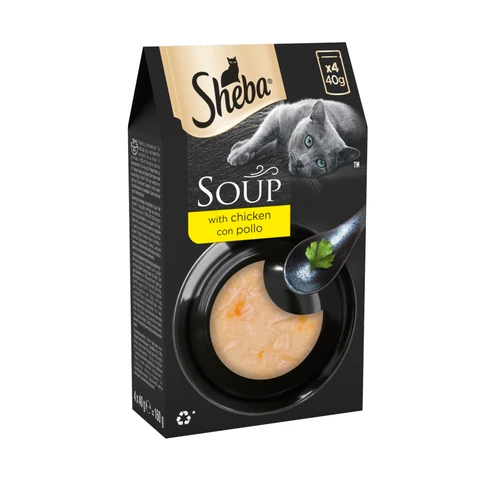 Sheba Classics Soup Adult Wet Cat Food Pouches with Chicken Fillets 4 x 40g