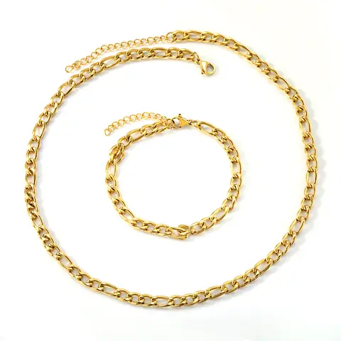 Delicate Twisted Rope Chain Jewelry Set, Bracelet & Choker Necklace Duo, 18K Gold PVD Stainless Steel Everyday Wear