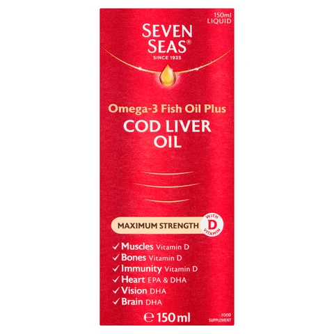 Seven Seas Omega-3 Fish Oil + Cod Liver Oil Liquid Maximum Strength - 150ml