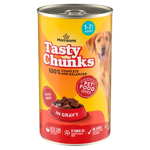 Morrisons Tasty Chunks in Gravy with Beef Adult 1-7 Years 1.2kg