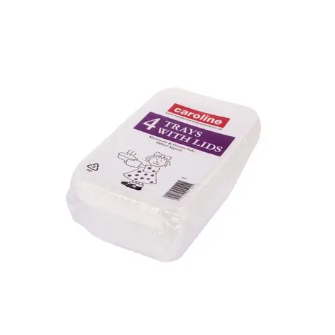 Caroline Clear Plastic Tub with Lid, 1000ml, 175 x 118mm, 72mm deep, pack of 25