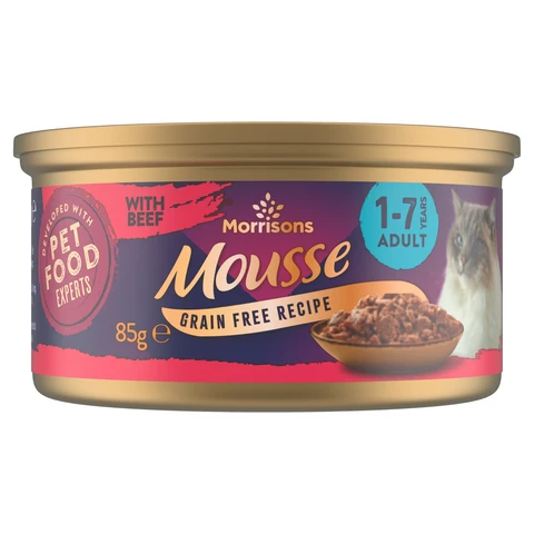 Morrisons Mousse Grain Free Recipe with Beef 1-7 Years Adult 85g