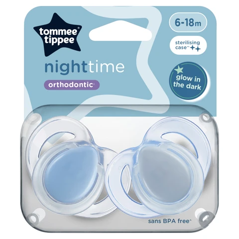 Tommee Tippee Closer to Nature Night Soothers 6-18 Months 2 Pack Assorted