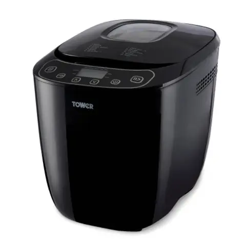 Tower T11003 Digital Bread Maker with Adjustable Crust Control, Keep Warm Function and Removable Non-Stick Bowl, 550W, Black