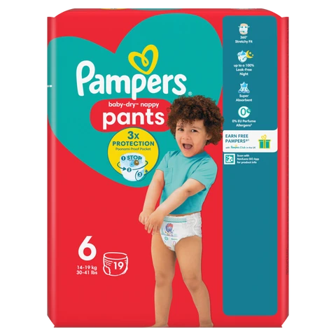Pampers Baby-Dry Nappy Pants Size 6 19 pack
