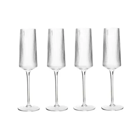 Maison by Premier Set of Four Ribbed Champagne Glasses
