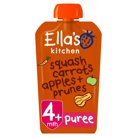 Ella's Kitchen Squash Carrot Apples Prunes 4+ Months 120g