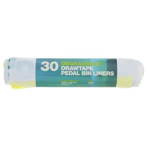 D2W  Pedal Bin Liners Drawtape 20L  100% Degradable, 45x46cm  30 Bags