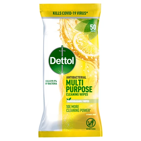 Dettol Antibacterial Multipurpose Cleaning Wipes Citrus Zest 50Wipes