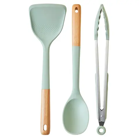 Maison by Premier Sage Green Silicone Head 3 Piece Kitchen Tool Set