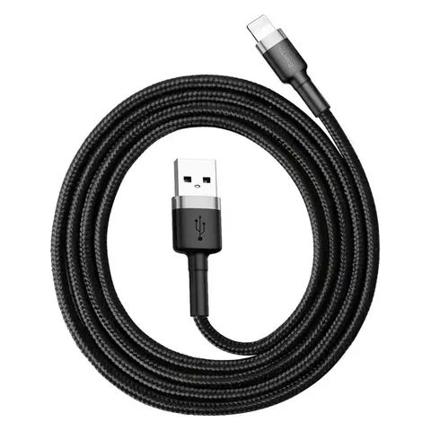 Baseus 2.4A Cafule USB to Lightning Cable - 1M - Grey/ Black