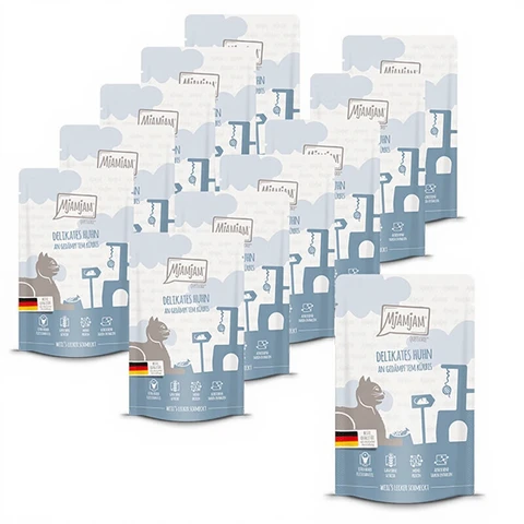 MjAMjAM - Aliment pour chat - Quetschie - Délicieux poulet avec potiron cuit à la vapeur - 12 x 125 g