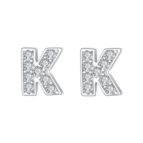 Ever Faith Pave Cubic Zirconia Initial Letter K Stud Earrings Clear
