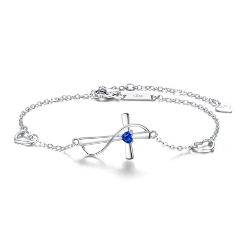 Ever Faith Cubic Zirconia Timeless Faith Love Link Cross Bracelets Dainty