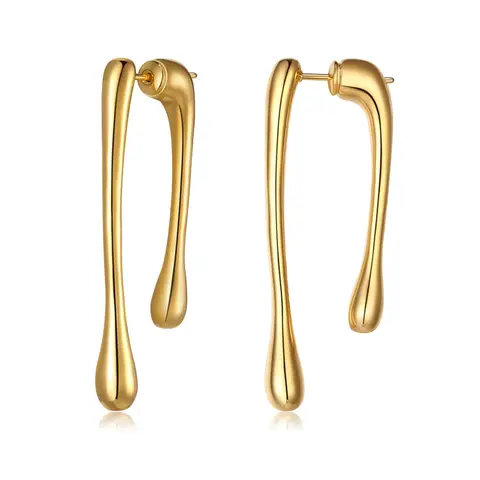 Ever Faith Gold Plated Drop Earrings Double Sided