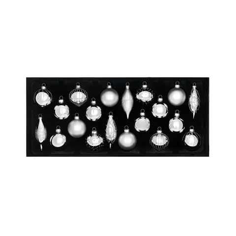 WeRChristmas Silver Glass Baubles, 20 Pack