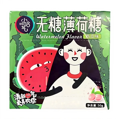 Xiaohaqi Zuckerfreie Pfefferminzbonbons Wassermelone Geschmack 50g
