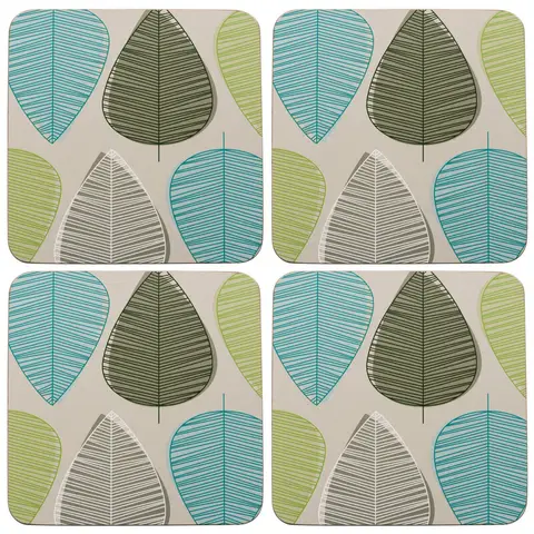 Maison by Premier Coasters Leaf Square Blue/Green 4pcs
