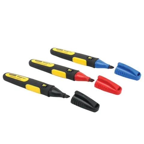 Stanley FatMax® Chisel Tip Marker 3 Pack (Black, Blue & Red Markers Included)