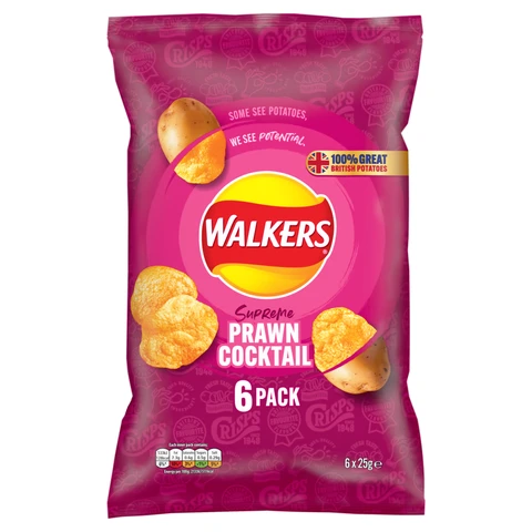 Walkers Prawn Cocktail Crisps 6 x 25g