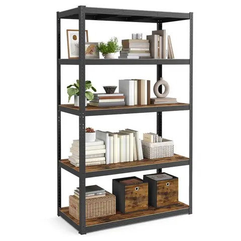 Shelving Heavy-Duty 5 Shelves Black/Rustic Brown 60 x 120 x 200 cm