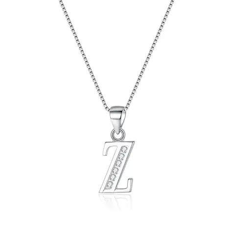 Ever Faith Cubic Zirconia Initial Pendant Necklace - Letter Z