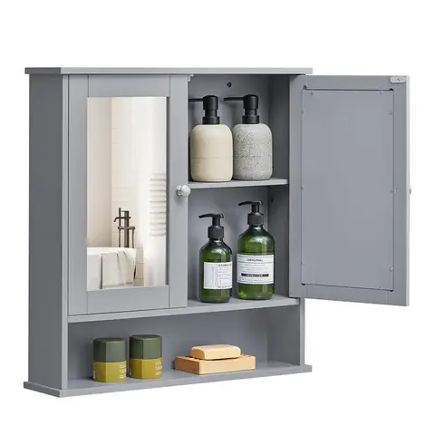 Vasagle Mirror Cabinet 1 Shelf Dove Grey