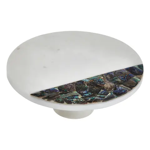 Maison by Premier White Marble and Paua Shell Round Cake Stand