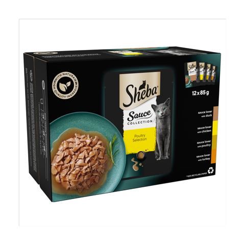 Sheba Sauce Collection Adult Cat Food Pouch Poultry Selection 12 x 85g