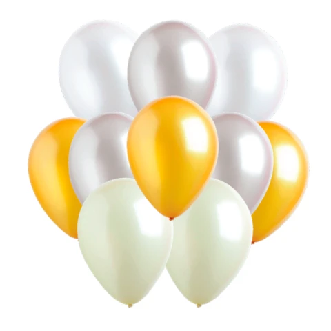 Nutmeg Balloons Pearl/Silver/Gold 10 Pieces